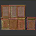 Traditional Wooden Furniture Cabinet Set With Glass Doors And Storage Units