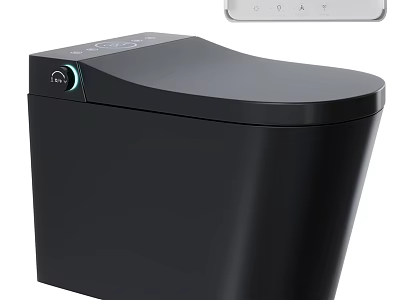 Smart Black Toilet With Modern Design And Intelligent Control Panel Features 3d model
