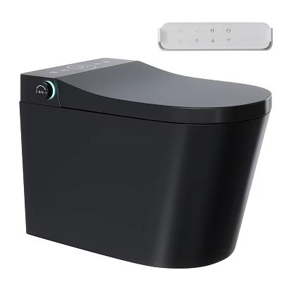 Smart Black Toilet With Modern Design And Intelligent Control Panel Features 3d model