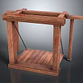Rustic Wooden Scene Component Structure With Frame Platform And Chains