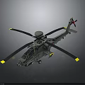 Military Helicopter Featuring Four Rotors Radar System Weapon Mounts And Yellow Markers