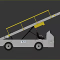 White TCB Industrial Vehicle With Yellow Guardrail And Extendable Conveyor Arm 3d model