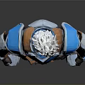 3D Male Character Model With White Hair Blue Armor And Brown Outfit Standing