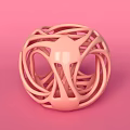 Modern Abstract Orange Ornamental Decor Piece With Circular Ring Design And Smooth Shiny Surface