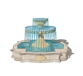 Modern fountain landscape entrance water feature 3d model