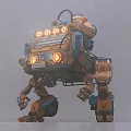 Robotic Game and Movie Character With Glowing Front Lights Mechanical Limbs Sci Fi Design