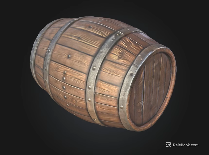 Vintage Wooden Barrel With Metal Hoops And Solid Wood Staves Design 3d model 