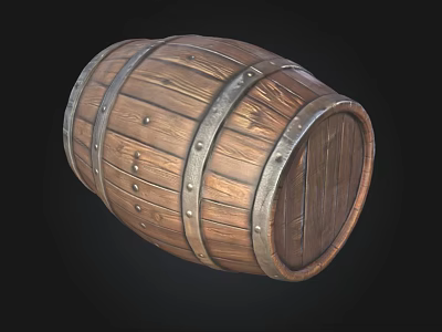 Vintage Wooden Barrel With Metal Hoops And Solid Wood Staves Design 3d model