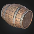 Vintage Wooden Barrel With Metal Hoops And Solid Wood Staves Design