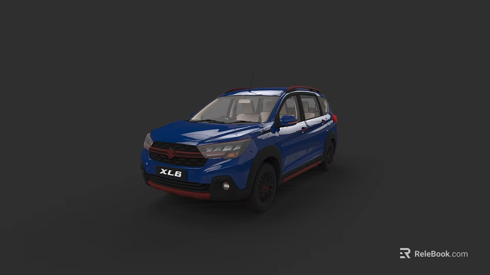 Blue X70 SUV Car With Red Accents And Black Alloy Wheels Design 3d model 