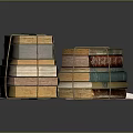 Open And Stacked Books Magazines With Various Vintage Covers Tied With Rope