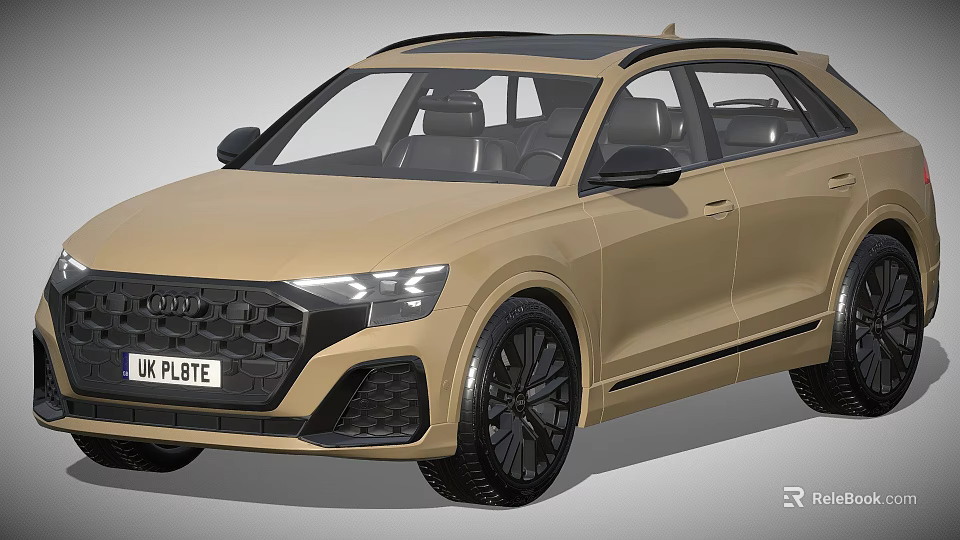 Stylish Beige SUV With Black Wheels Modern Front Design And UK License Plate 3d model 