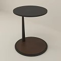 Modern Minimalist Side Table With Black Round Tabletop Black Column And Dark Brown Wooden Base