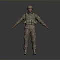 3D Military Soldier Model In Camouflage Uniform With Helmet Tactical Vest And Outstretched Arms