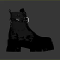 Black Chunky Sole Boots With Side Pouch And Lace Up Design 3d model