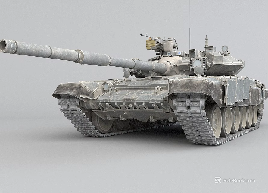 Detailed Modern Military Tank Featuring Long Cannon Turret And Heavy Tracks 3d model 