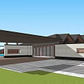 Modern Architectural Design With Courtyard Open Space Swimming Pool And Glass Elements 3d model