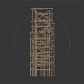 Construction Scaffolding Structures With Three Different Heights And Metal Frames