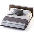 Modern Double Bed Design With Leather Headboard Plush Pillows And Wooden Nightstands