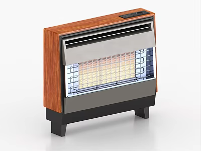 Electric Space Heater With Wooden Frame Metal Panel And Visible Heating Elements 3d model