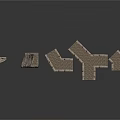 Medieval Gray Stone Building Modules With Castle Wall Sections Arches And Towers