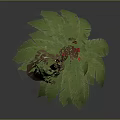 Lush Tropical Plant With Green Leaves Red Flower And Brown Trunk Structure