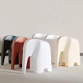 Elephant Shaped Stools in Multiple Colors with Modern Wooden Design 3d model