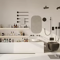 Modern Bathroom With Various Accessories And Fixtures