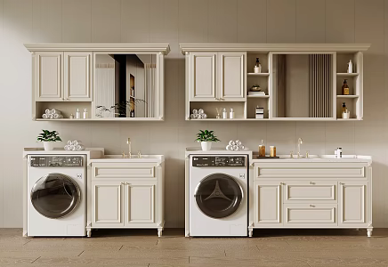 French Bathroom Cabinet Balcony Laundry Cabinet 3d model