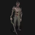 Dark Fantasy Game Movie Character With Spiked Head Thorny Body And Tattered Clothing Holding Dagger
