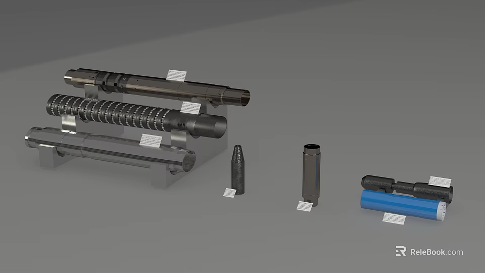 Industrial Equipment Parts Display With Various Metal Tubes And Components 3d model 