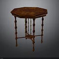 Elegant Octagonal Mahogany Table With Carved Legs And Classic Design