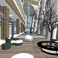 Modern Architecture Atrium With Glass Windows And Multi Level Open Space 3d model