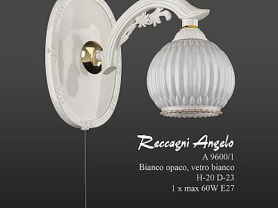 White Matte Glass Wall Lamp With 20cm Height 23cm Diameter And 1x 60W E27 Bulb 3d model