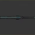 Futuristic Sci Fi Pistol With Black Body Blue Glowing Accents And Orange Grip