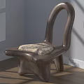 Elegant Modern Wooden Leisure Chair With Curved Backrest And Patterned Cushion