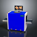 Blue X Ray Security Scanner With Conveyor Belt And Monitor