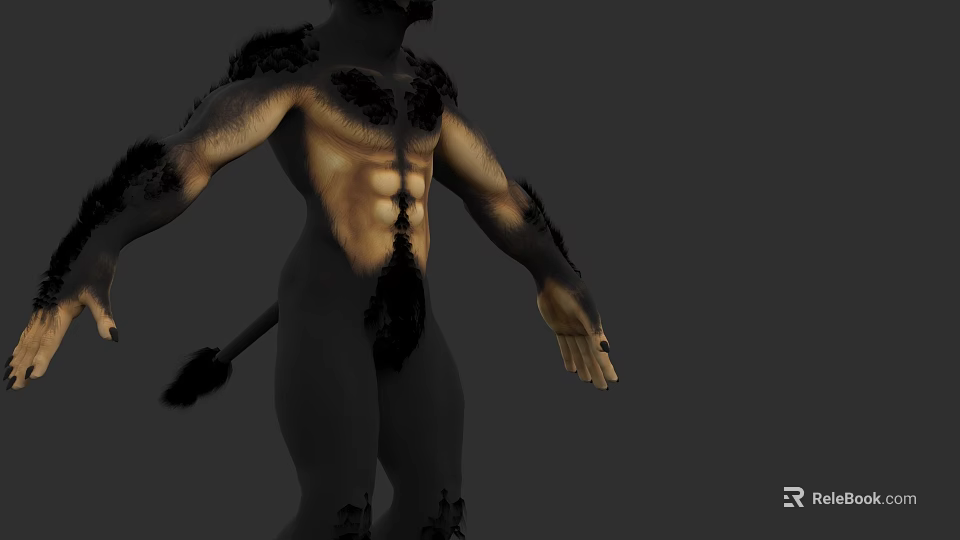 Game Movie Character 3D Model With Muscular Build And Furry Body Features 3d model 