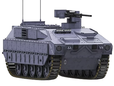 Modern Military Tank With Tracked Design Turret And Machine Gun 3d model