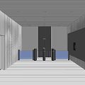 Modern Office Hallway Interior Design With Linear Lighting And White Walls 3d model