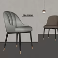Poliform Modern Dining Chairs Light Gray And Brown With Curved Backrest Black Legs Golden Feet
