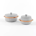 Ceramic Vessels with Lids Copper Bands and Handles in Gray Color