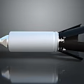 Military Missile Weapon With White Cylindrical Body Pointed Nose And Black Tail Fins