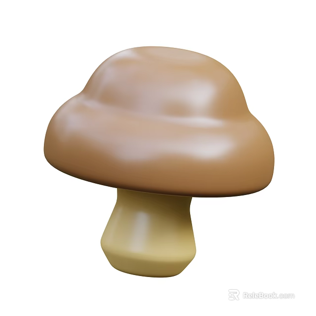 Fresh Brown Mushroom Vegetable With Smooth Cap And Yellow Stem 3d model 