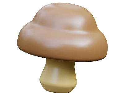 Fresh Brown Mushroom Vegetable With Smooth Cap And Yellow Stem 3d model
