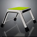 Modern Simple Stool With White Frame Green Seat And Black Non Slip Feet