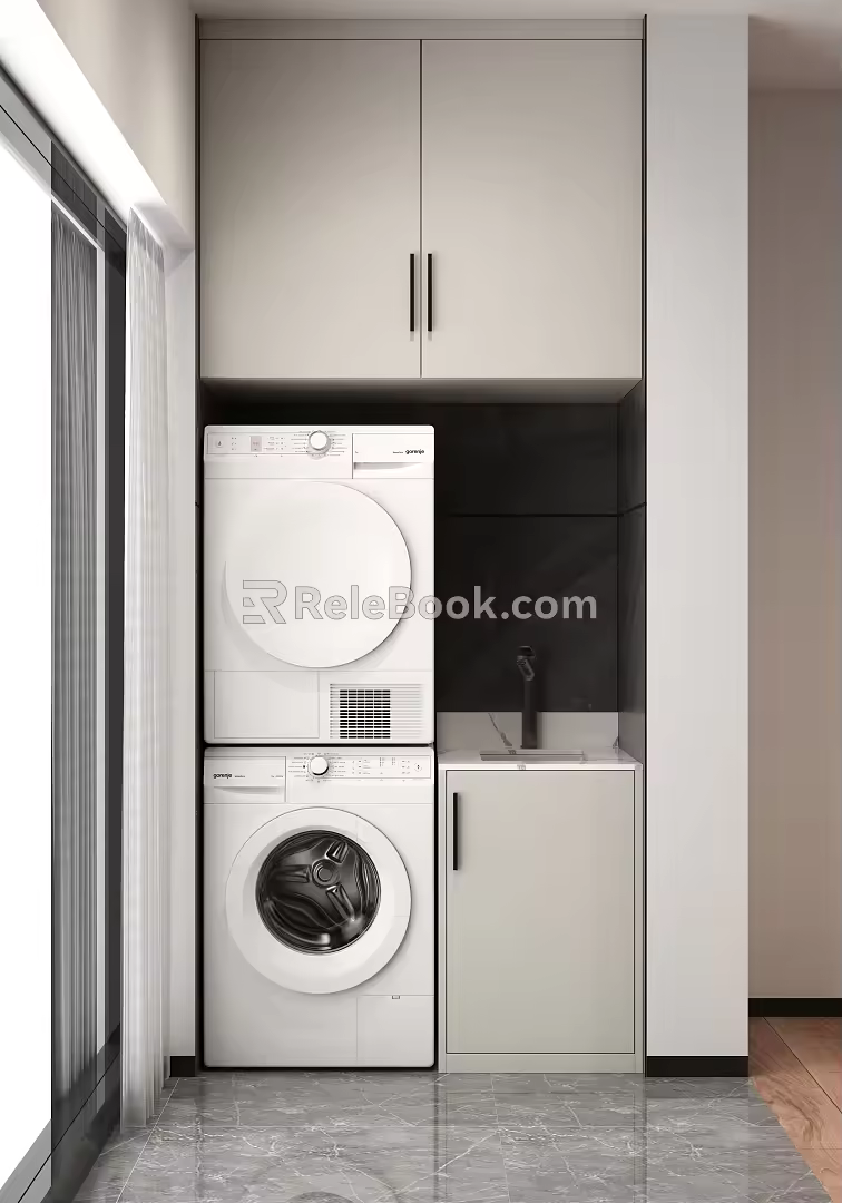 Modern Balcony Cabinet Washing Machine Cabinet Washing Machine Balcony Hanging Cabinet 3d model
