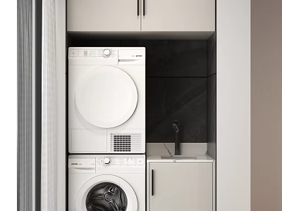 Modern Balcony Cabinet Washing Machine Cabinet Washing Machine Balcony Hanging Cabinet 3d model