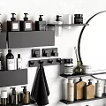 Black Modern Bathroom Accessories with Wall Shelves Towels Storage Bottles and Organizers