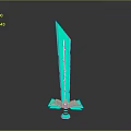Glowing Green Sword 3D Model With Ornate Details And Stand Base
